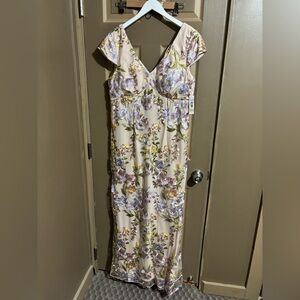 R&M Richards Cream Floral Midi Dress